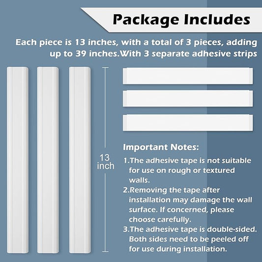 TV Cord Hider - 39in(3xL13in) Cord Covers for Wall Mounted TV Cable Hider Wall Kit | Wire Hiders for TV on Wall, Wire Covers for Cords, Cable Concealer Hide Cords, 1.5" W*0.75" H, Black