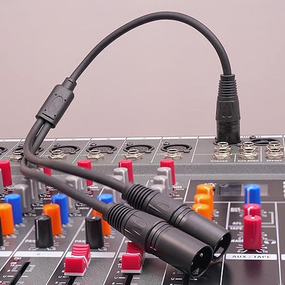 2 Pack XLR Y Splitter, 1.5FT XLR Female to Dual Male, Balanced Mic Audio Cables for Stereo Mic to L&R Audio