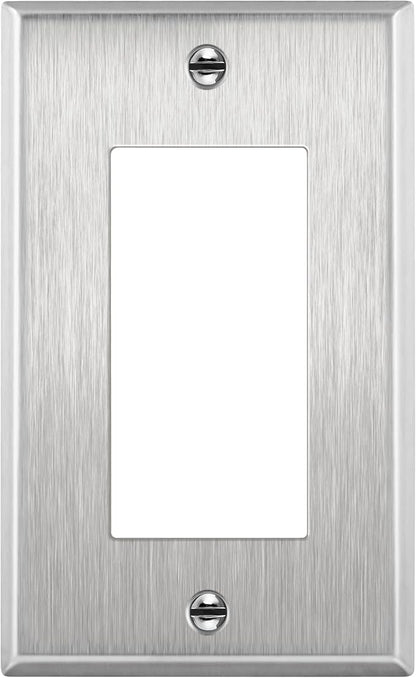 ENERLITES Decorator Switch or Receptacle Outlet Metal Wall Plate, Corrosion Resistant, Size 1-Gang 4.50" x 2.76", UL Listed, 7731, 430 Stainless Steel, Silver