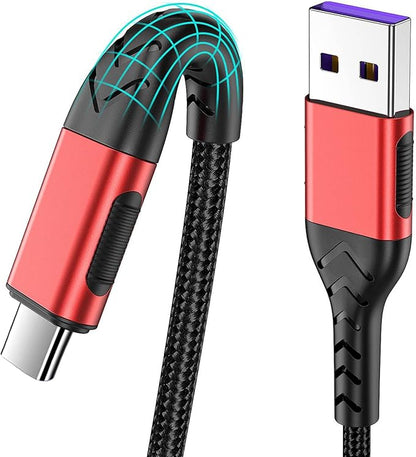 Durcord USB C Charger Cable, Upgarded 2Pack 1ft Fast Charging 1 Feet USB Type C Charging Cord Cable, 1 Foot Type C Charger Premium Nylon Braided USB Cable Compatible with iPhone 15/Pro/Plust/Max-Red