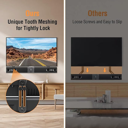 ELIVED Soundbar Mount, Sound Bar TV Bracket, for Mounting Above or Under TV, Fits Most Sound Bars Up to 15 Lbs, Tool-Free Knob Adjustable, for 23-90" tvs with Detachable Extension Arms and L-Brackets