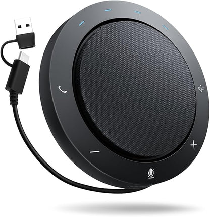 NEWORK Bluetooth Speakerphone for Conference Calls – AI Noise Reduction, 2 Mics, 5W Speaker, USB-C & USB-A Adapter, 10-14H Playtime, Compatible with Zoom/Teams/Skype/Meet