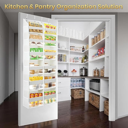 HOMELUX THEORY UPGRADED 6 Tiers Over The Door Organizer Hanging - 100D EXTRA THICK & 50lbs HUGE CAPACITY, 12 Side Mesh Pockets Over The Door Shoe Organizer, Hanging Closet Organizer (Light Gray, XL)