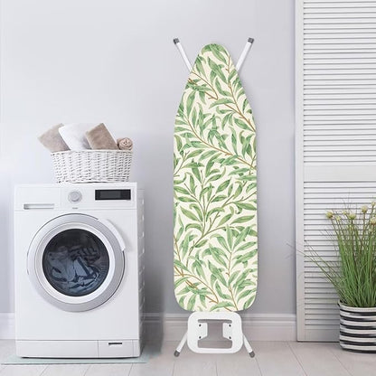 ZCFYGDX Ironing Board Cover Decor 14x45 Inch, Iron Board Cover with Nose Pocket, Nylon Buckle Fastening Stain Resistant Scorch Resistant,Protection Covers with Elastic Edge Fresh Green Leaf Print