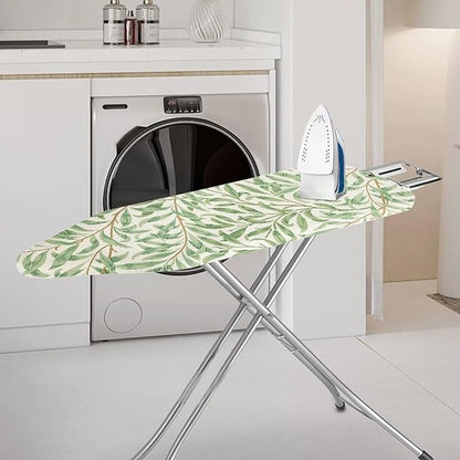 ZCFYGDX Ironing Board Cover Decor 18x58 Inch, Iron Board Cover with Nose Pocket, Nylon Buckle Fastening Stain Resistant Scorch Resistant,Protection Covers with Elastic Edge Fresh Green Leaf Print