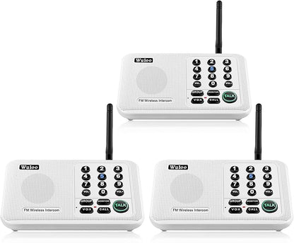 Wuloo Intercoms Wireless for Home 5280 Feet Range 10 Channel 3 Code, Wireless Intercom System for Home House Business Office, Room to Room Intercom, Home Communication System (3 Packs, White)