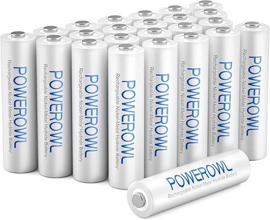 POWEROWL AAA Rechargeable Batteries 24 Pack, High Capacity Rechargeable AAA Batteries 1000mAh 1.2V NiMH Low Self Discharge