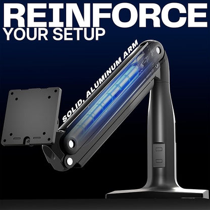 VIVO Aluminum Ultrawide Monitor Stand, Classic, Fits up to 49 inch Computer Screens, Single Articulating Pneumatic Arm, C-Clamp and Grommet Desk Mount, Max VESA 200x100, Black, STAND-V100H