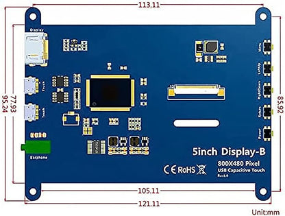 ELECROW 5 Inch Touch Screen Monitor for Raspberry Pi - 800×480 Mini Monitor Touchscreen LCD Display Compatible with Raspberry Pi 5/4/3B+/3B, BB Black, Banana Pi, Jetson Nano, Windows, PC