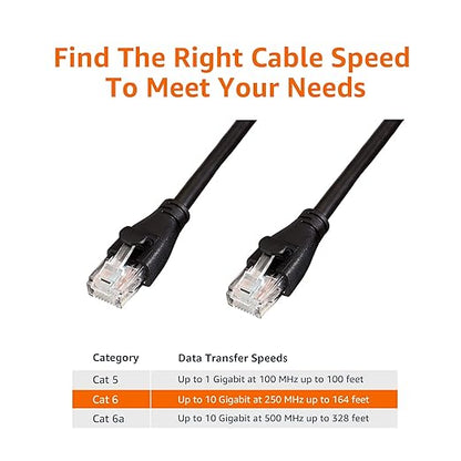 Amazon Basics RJ45 Cat 6 Ethernet Patch Cable, 1Gpbs Transfer Speed, Gold-Plated Connectors, 10 Foot For Personal Computer,Printer,Laptop,Gaming Consoles,Router, Black