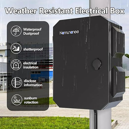 Outdoor Electrical Box, Cold-Rolled Steel Plate, Aluminum Alloy Back Beam, One-Piece Ventilation Design, IP65 Waterproof, Wall/Pole Mounted (15.7" x 12" x 8")