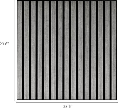 HOMCOM 4 Pack 3D Acoustic Panels, 24" x 24" Soundproof Wood Panels for Wall, Wood Slat Wall Paneling for Interior Ceiling, Office, Home Theater, Studio, Gray