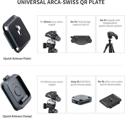 PGYTECH Quick Release Plate +Adapter w/Arca Swiss Clamp Camera Mount for Sony/Nikon/Fuji/DJI Quick Setup Mount with Tripods Adapter