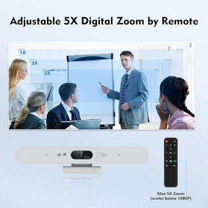 TOALLIN 4K Conference Room Webcam with Mic and Speaker, Ai Auto-Framing & Voice-Tracking, USB Video Bar, All-in-One Video Conference Camera for Online Meetings, Video Calls