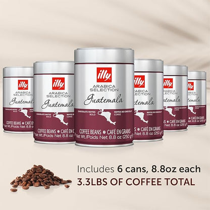 illy Whole Bean Coffee, Guatemala Single Origin Dark Roast, 100% Arabica, Premium Italian Coffee, Ideal for Espresso, Drip, Moka and French Press Brewing, 8.8oz, 6 Pack