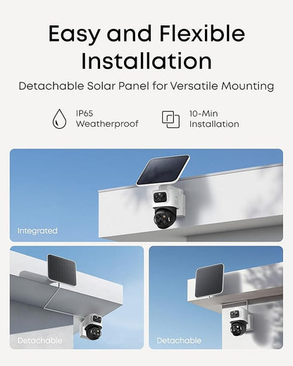 eufy Security eufyCam S4,4K Solar Camera Wireless Outdoor, Triple Lens Bullet-PTZ Cam, 360° View, 8X Auto Zoom, Al Recognition,AI Track, Color Night Vision, 0 Monthly Fee, Local Storage