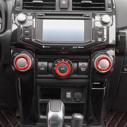 JeCar Air Conditioner Button Trim Cover Aluminum Alloy Knob Cover Compatible with Toyota 4Runner 2010-2023, Red