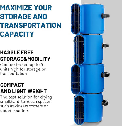 BSMTEK Air Mover Blower Fan, Industrial 1/2HP 2500CFM Monster Floor Blower Carpet Dryers - 3 Speeds, 4 Adjustable Angles, 15FT Long Cord, Stackable - 2026 Upgraded
