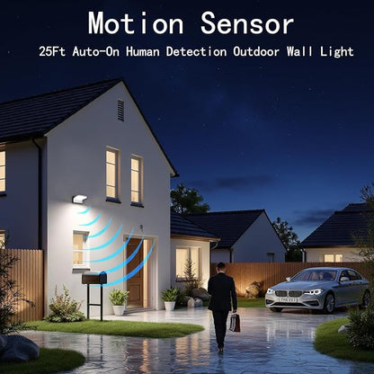 WISELUME 60W LED Outdoor Wall Light – 360° Rotatable, Motion Sensor & Color Temp Adjustable (3000K/4000K/6500K) Commercial Security Wall Mount for Barn, Proch,Garage & Yard