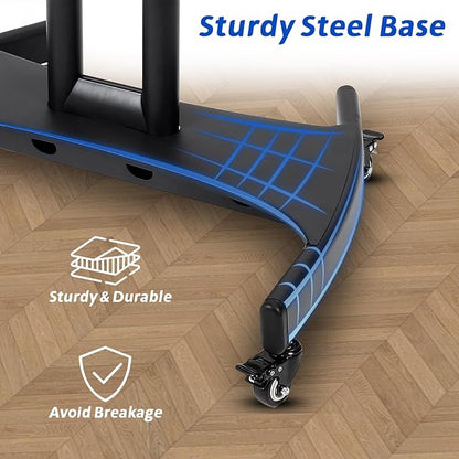 GCCSJ Rolling TV Stand with Adjustable Shelf，Portable TV Stand on Wheels for 32-75 Inch Screens，Heavy Duty Base Mobile TV Cart，132 LBS Weight Capacity， Suitable for Living Room/Bedroom/Office