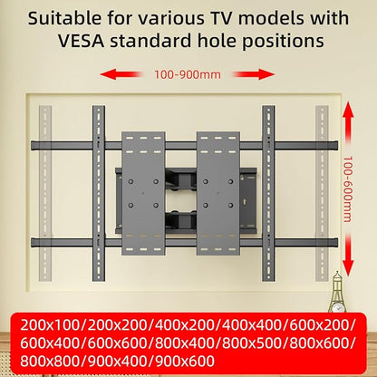 HILLPORT 98 100 TV Wall Mount 86 90 110 120 inch Full Motion Ultrathin Bracket Large Screen Heavy Duty Led Adjustable Articulating Stand Max vesa 900x600mm Load 220 lbs D10