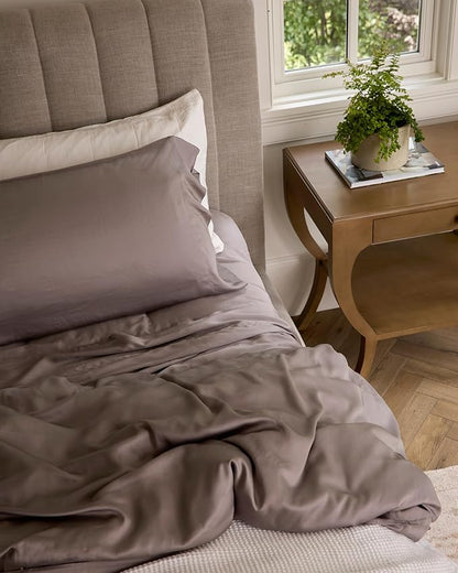 Cozy Earth Luxury Bed Sheet Set - 100% Viscose from Bamboo Fabric, Ultra-Soft & Breathable, Fits Regular & Deep Pocket Mattresses up to 20" - 4 Pieces Queen Sheet Set Walnut