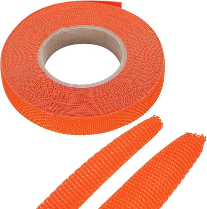 MECCANIXITY Braided Cable Sleeves Heat Shrinkable Fabric Sleeving, 3/8" 33ft Orange 2:1 Ratio Heat Shrinkable Cord Protector for Harness Cable, Network Cable Protection, Cable Management