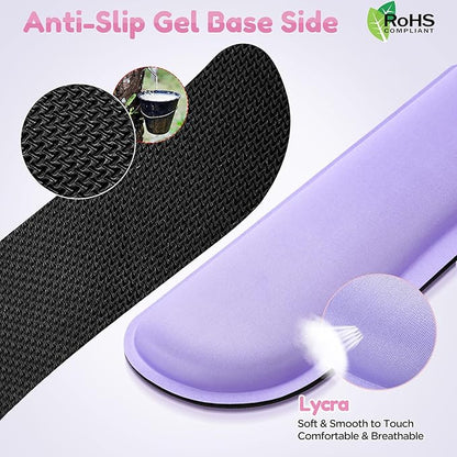 Gimars Upgrade Enlarge Gel Memory Foam Set Keyboard Wrist Rest Pad, Mouse Wrist Cushion Support for Office, Computer, Laptop, Mac, Comfortable, Lightweight for Easy Typing Pain Relief, Purple