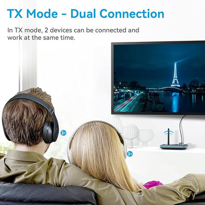 SOOMFON Bluetooth Transmitter for TV 3-in-1 Bluetooth 5.0 Transmitter Receiver for TV to 2 Headphones with LCD Display Adjustable Volume, Optical AUX RCA Bypass for Home Stereo Speaker