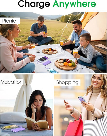 TG90° Portable Charger,10000mAh Power Bank Built-in Cables and AC Wall Plug,USB C Portable Bank,Travel Essentials Phone Charger Compact External Battery Pack Compatible with iPhones,iPad, Samsung