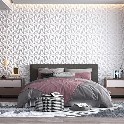 Art3d 3D Wall Panels 100 Pack, 11.8" x 11.8" (97 Sq.ft) PVC Wall Panels - Glue Up Panels Wall Decor for Living Room, Bedroom, Office, White