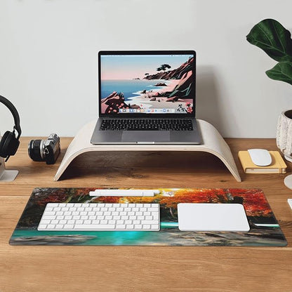 Deep Forest Waterfall Extended Big Mouse Pad Large,XL Gaming Mouse Pad Desk Pad,31.5x11.8inch Long Computer Keyboard Mouse Mat Mousepad with 3mm Non-Slip Base for Home Office Work