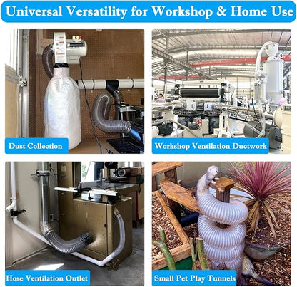 PVC Dust Collection Hose 4" x 10',Puncture Resistant 4 Inch Dust Collector Hose for Shop Vacuum,Woodworking Dust Collection Systems,Flexible Clear PVC Fume Debris Dust Hose Tube w/Carbon Steel Wire