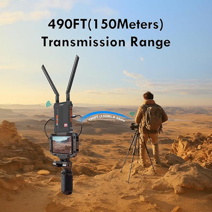 Wireless HDMI Transmitter and Receiver 4K: 2.4/5.0GHz HDMI Wireless Extender Kit for Streaming Video/Audio from DSLR/Camera/Projector/DVR/Laptop/PS4, 490FT (150M) Long Range 0.1S Low Latency