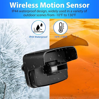 Wireless Driveway Alarm, Outdoor Weatherproof Motion Sensor & Detector with 600ft Range, Microwave Infrared Home Security Alert System for Driveway/Garage/Indoor/Outdoor