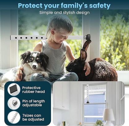 Gadgetzan 4 Pack Window Security Bars Adjustable 11"-18",Portable Short Sliding Window Lock Bar for Child Safety/Anti-Theft,Window safety lock with Rubber Base for Vertical and Horizontal Window-White