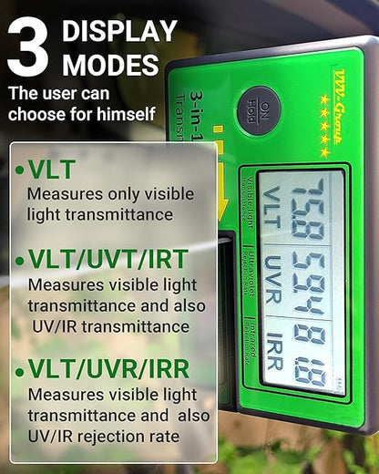Digital Car Window Tint Meter TM-26 / Side Window Tint, Sun Control Film, VL/UV/IR Transmittance Detection, Tester Meter Gauge (Without PU Case)