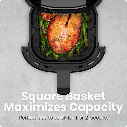 CHEFMAN 2 Qt Mini Air Fryer – Digital Space-Saving Compact Air Fryer with Nonstick and Dishwasher Safe Basket, Quick & Easy Meals in Minutes, Features Digital Timer and Shake Reminder – Black