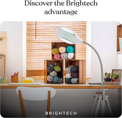 Brightech LightView Pro Magnifying Glass with Light and Stand, Magnifying Floor Lamp with Sturdy Weighted Base for Facials, Lash Estheticians, Bright LED Work Light for Sewing, Crafts