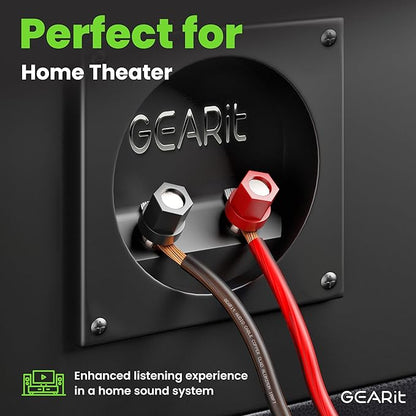 GEARit Pro Series 16AWG Speaker Wire, 16 Gauge Speaker Wire Cable (100 Feet / 30 Meters) Great Use for Home Theater Speakers and Car Speakers, Transparent Black/Red