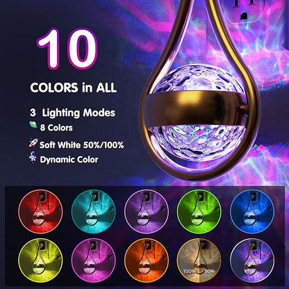 L LOHAS LED Night Lights Plug Into Wall: 2 Pack Star Projector RGB Night Light with 10 Color Change, Dusk to Dawn Sensor, 330°Rotating Globe Night Light for Bedroom, Hallway, Home Decor, Gaming Room