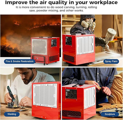 ALORAIR Portable Air Filtration System Built-In Ionizer, 180° Air Intake (850/1050CFM) Tabletop Dust Collector for Woodworking with Vortex Fan, Air Filter for Garage, Works Shop, Home, Purecare 1050IG