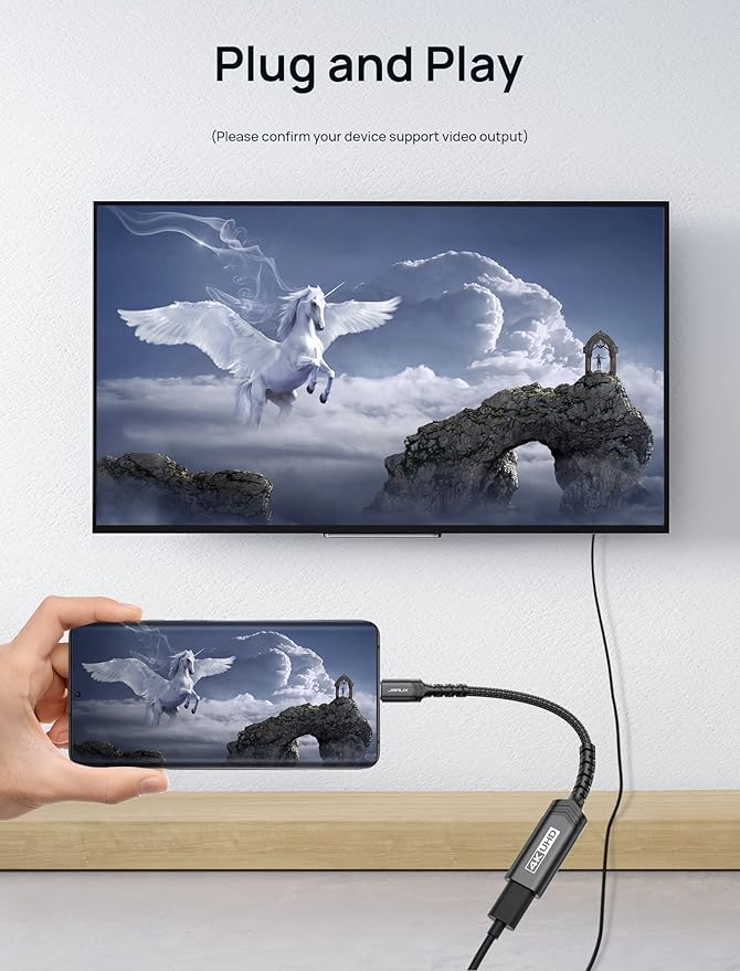 JSAUX USB C to HDMI Adapter, 4K USB Type C to HDMI Female Adapter [for Thunderbolt 3] Compatible with iPhone 15 Pro Max/15 Plus, MacBook Pro/Air, Surface, Galaxy S21 S20 Ultra, Dell XPS 15-Black