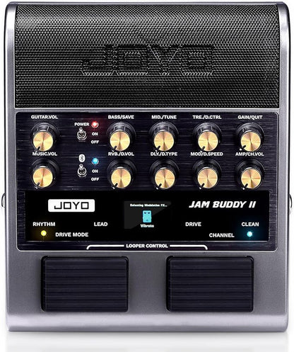 JOYO 10W Electric Guitar Combo Amp Multi-Effects Pedal Portable Amplifier with Footswitch,14 Amp Models,3-Band EQ,36 Drum Patterns & Looper,OTG Recording,Bluetooth for Practice(JAM Buddy II, Gray)