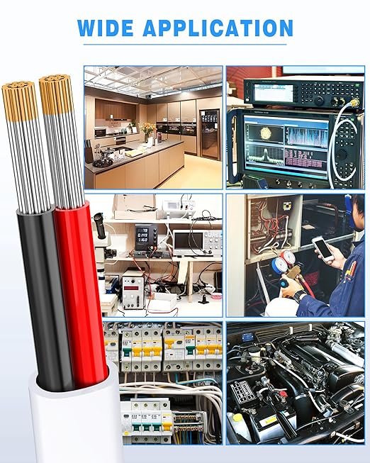 NAOVEO 14 Gauge Wire 2 Conductor Electrical Wire, 14 AWG Stranded PVC Tinned Copper Cable, Flexible/Low Voltage Automotive Wiring for LED Lamps, Marine, Speaker, Appliances (50FT)