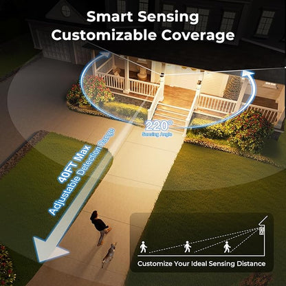 VIANIS Advanced Motion Sensor Light Outdoor, 2 Pack Large Bronze Exterior Lighting Fixtures, Easy-to-Install, Aluminum Waterproof Porch Lights Outdoor with Water Glass for Porch, Garden, Front Door