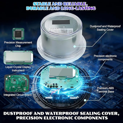 Digital Electric Meter,120V 2 Wire KWH Meter,Watt Meter, Used for RV and Home Meter
