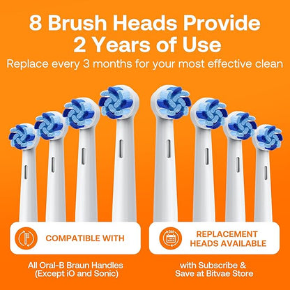 Bitvae R1 Rotating Electric Toothbrush with 8 Brush Heads for Adults and Kids, 60-Day Battery Life, 5 Modes Rechargeable Power Toothbrush with 2-Minute Smart Timer, Black