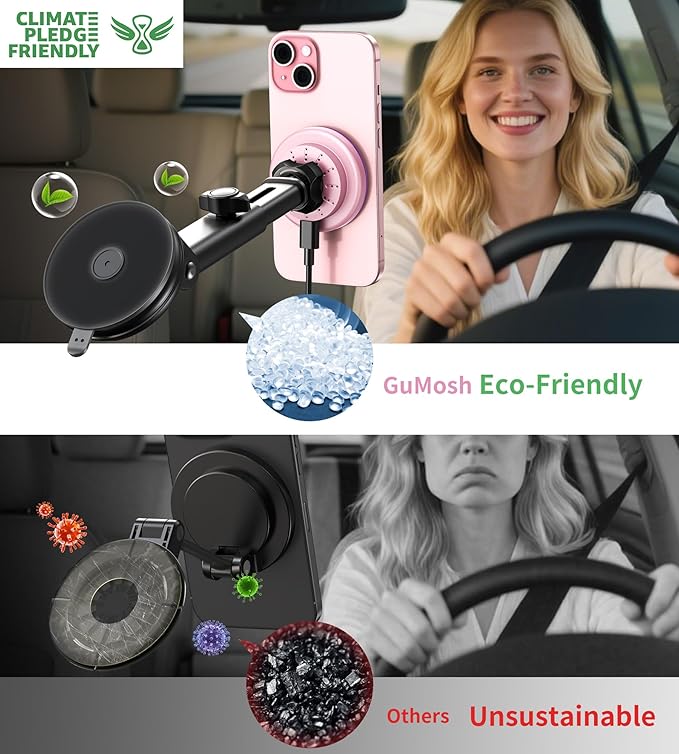 for MagSafe Car Mount Charger Dash/Windshield/Vent Wireless Car Charger with [LED Light], Strong Magnetic Phone Holder for Car for iPhone 16 15 14 13 12 Series, Fit MagSafe Accessories (Pink)
