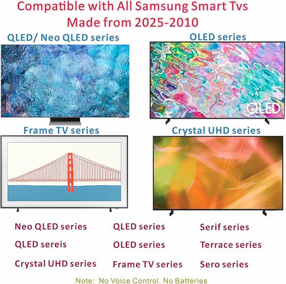 Replacement Remote for Samsung TV, Universal Remote Control for Samsung Smart TV 2025-2015 Neo, OLED, UHD, 4K, 2K, Infrared, No Voice, No Bluetooth, No OEM